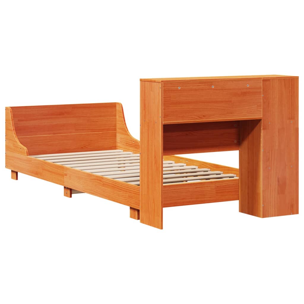 viaszbarna tömör fenyőfa ágy matrac nélkül 100 x 200 cm