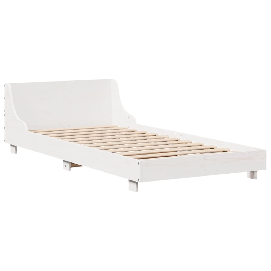 fehér tömör fenyőfa ágy matrac nélkül 75 x 190 cm