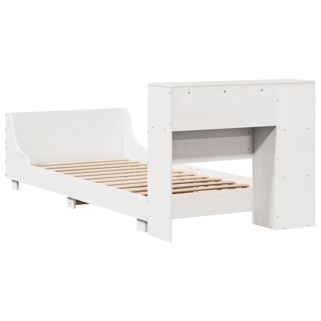 fehér tömör fenyőfa ágy matrac nélkül 75 x 190 cm