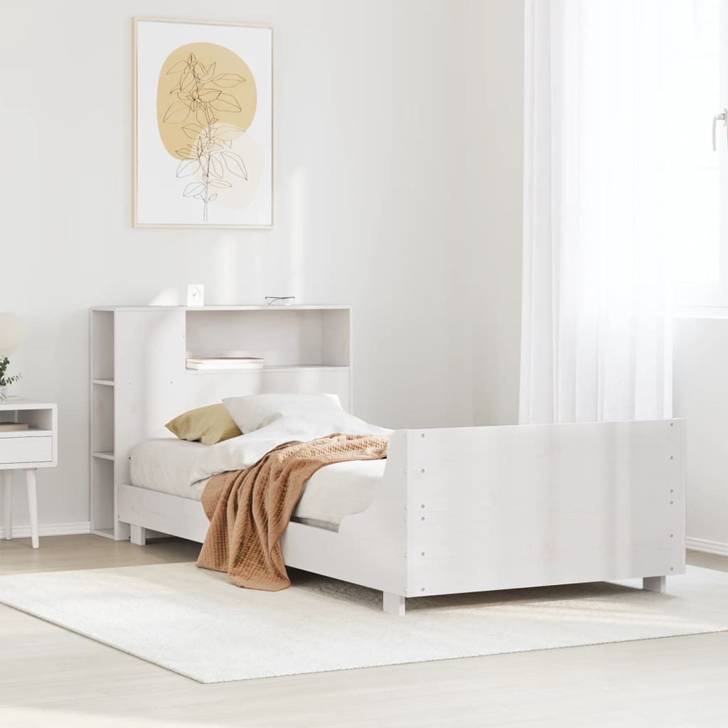 fehér tömör fenyőfa ágy matrac nélkül 75 x 190 cm