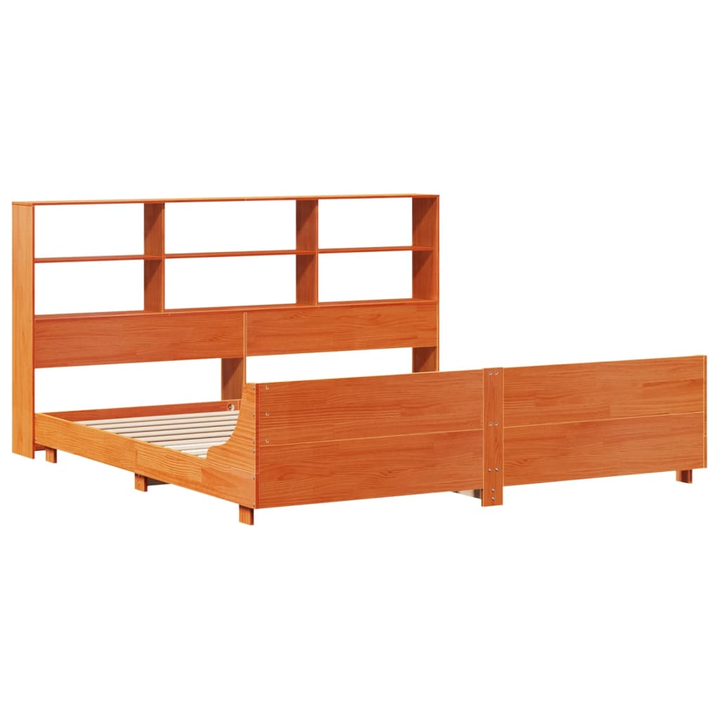 viaszbarna tömör fenyőfa ágy matrac nélkül 180 x 200 cm