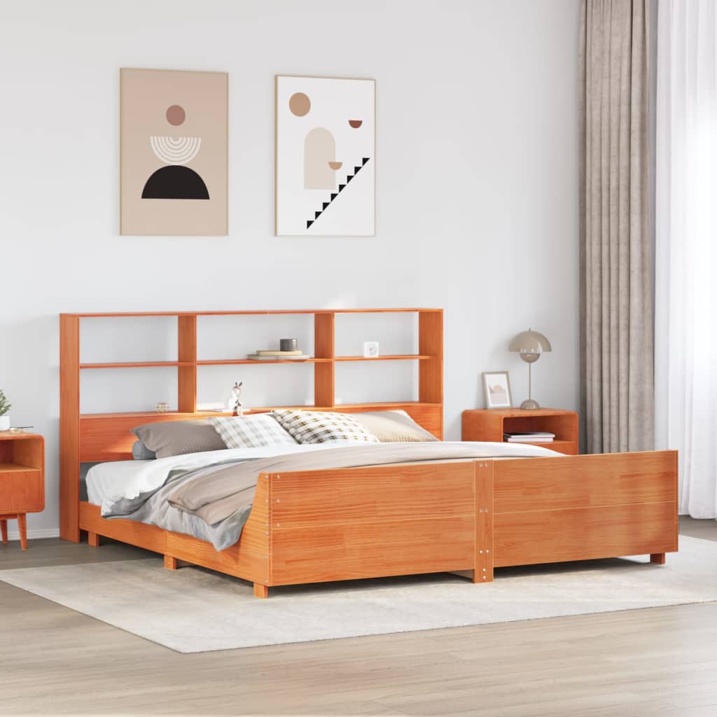 viaszbarna tömör fenyőfa ágy matrac nélkül 180 x 200 cm