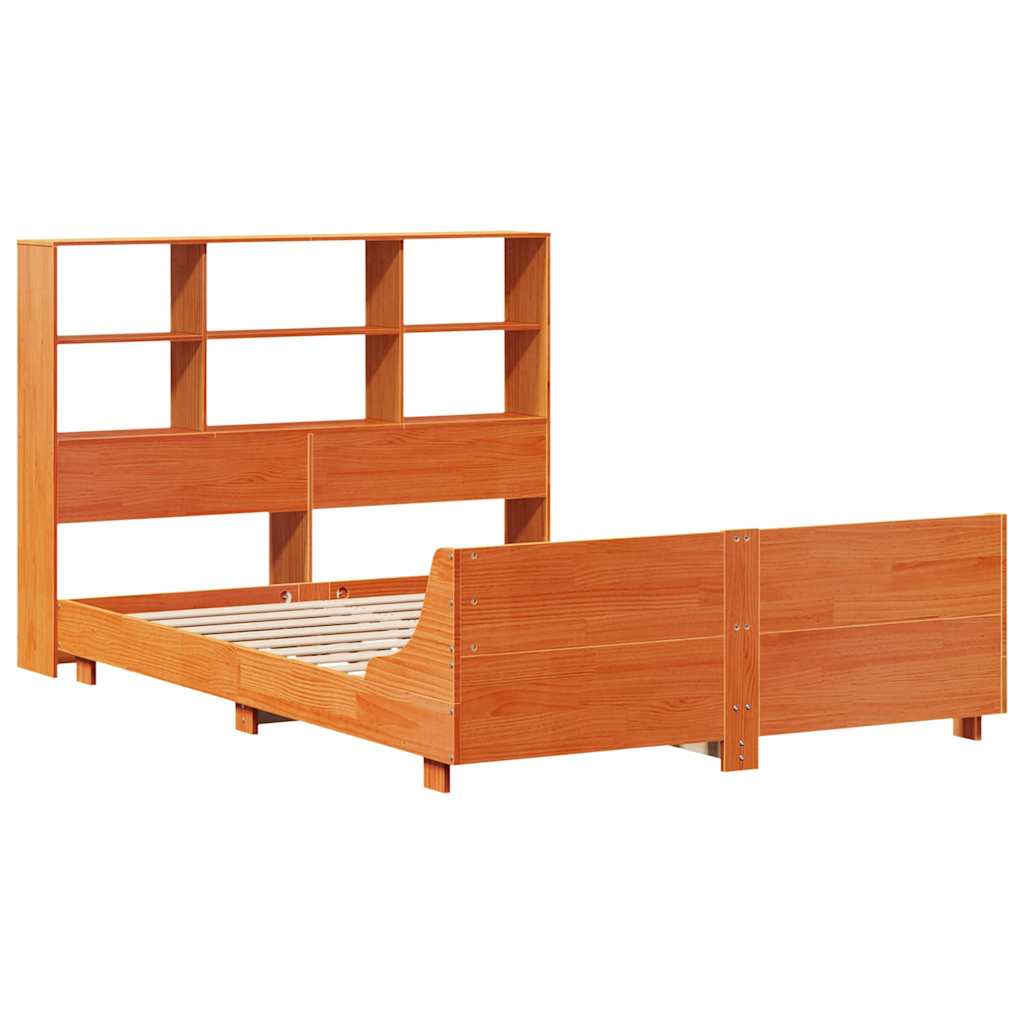 viaszbarna tömör fenyőfa ágy matrac nélkül 120 x 200 cm