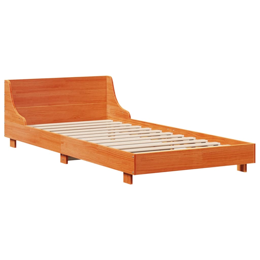 viaszbarna tömör fenyőfa ágy matrac nélkül 100 x 200 cm