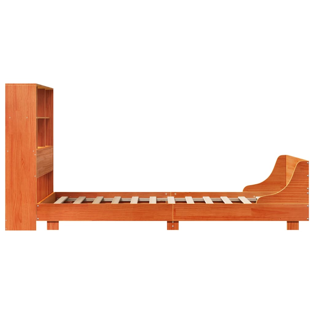viaszbarna tömör fenyőfa ágy matrac nélkül 100 x 200 cm
