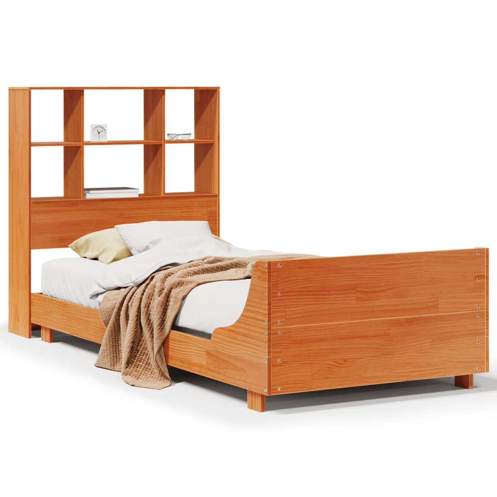 viaszbarna tömör fenyőfa ágy matrac nélkül 75 x 190 cm