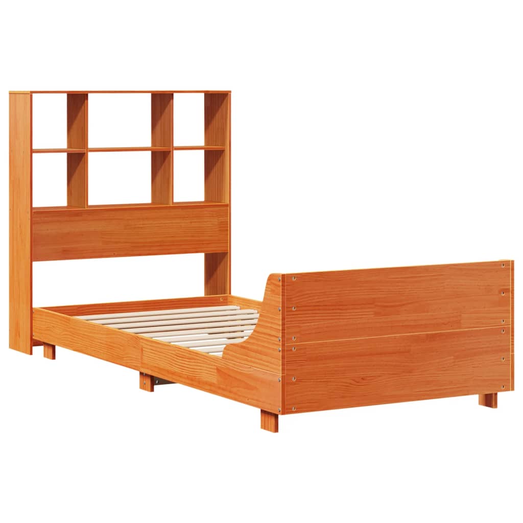 viaszbarna tömör fenyőfa ágy matrac nélkül 75 x 190 cm