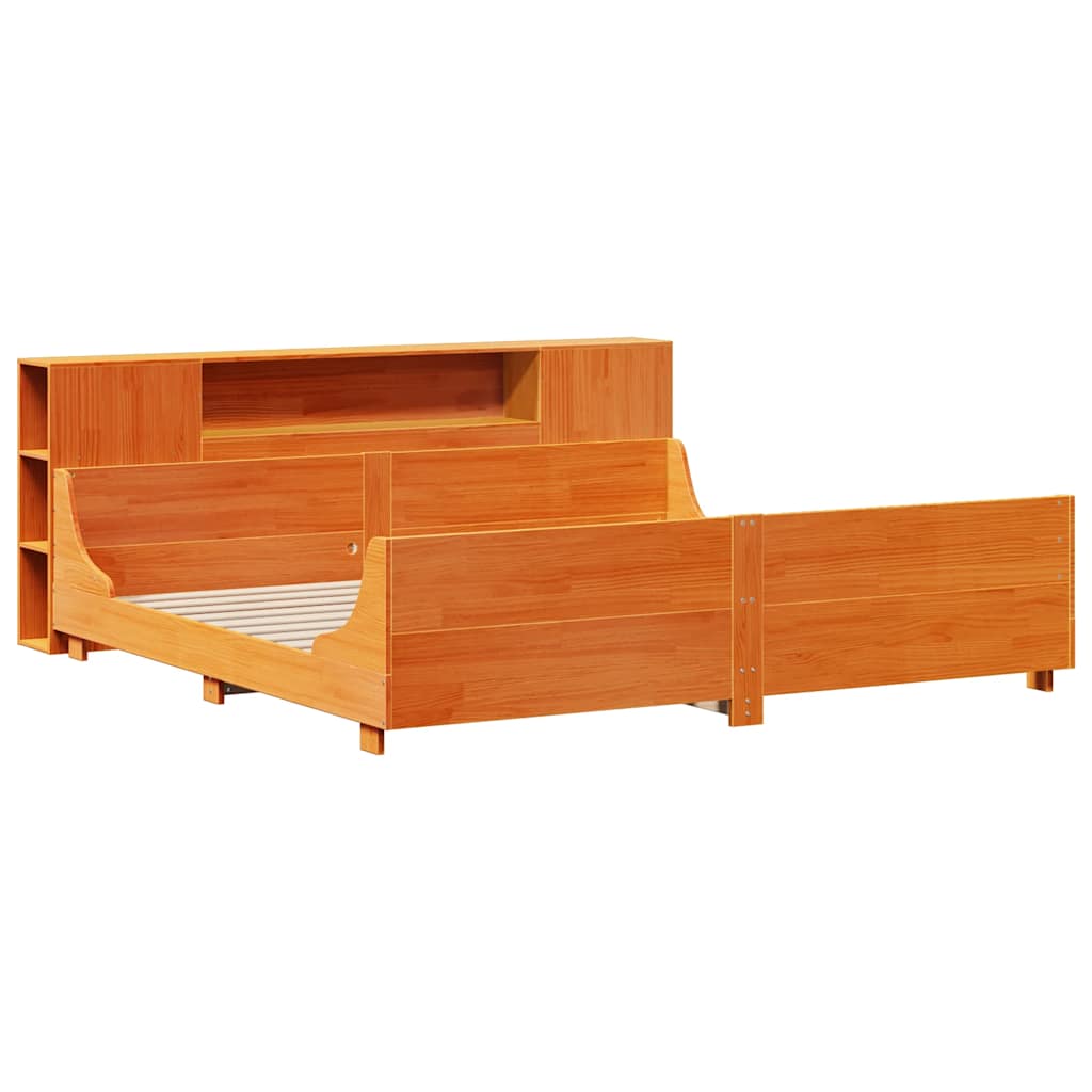 viaszbarna tömör fenyőfa ágy matrac nélkül 200 x 200 cm