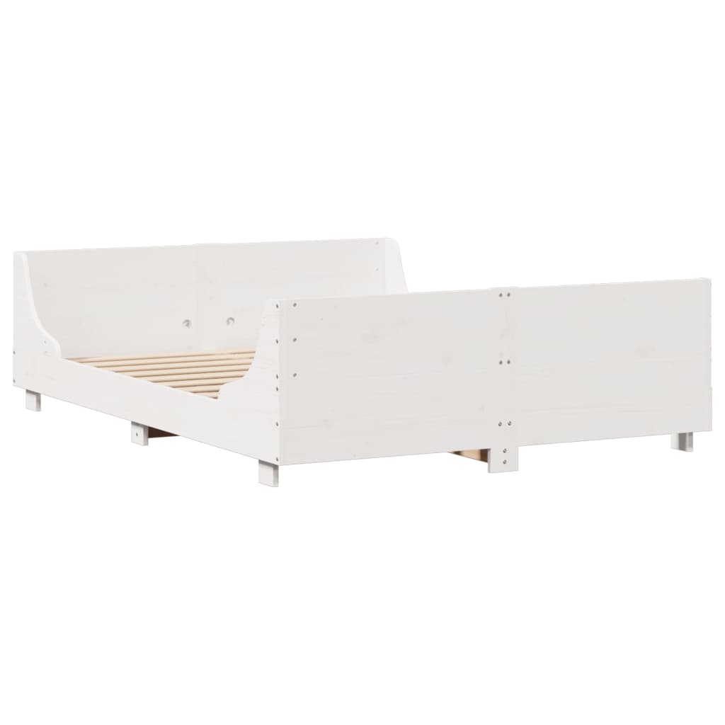 fehér tömör fenyőfa ágy matrac nélkül 135 x 190 cm