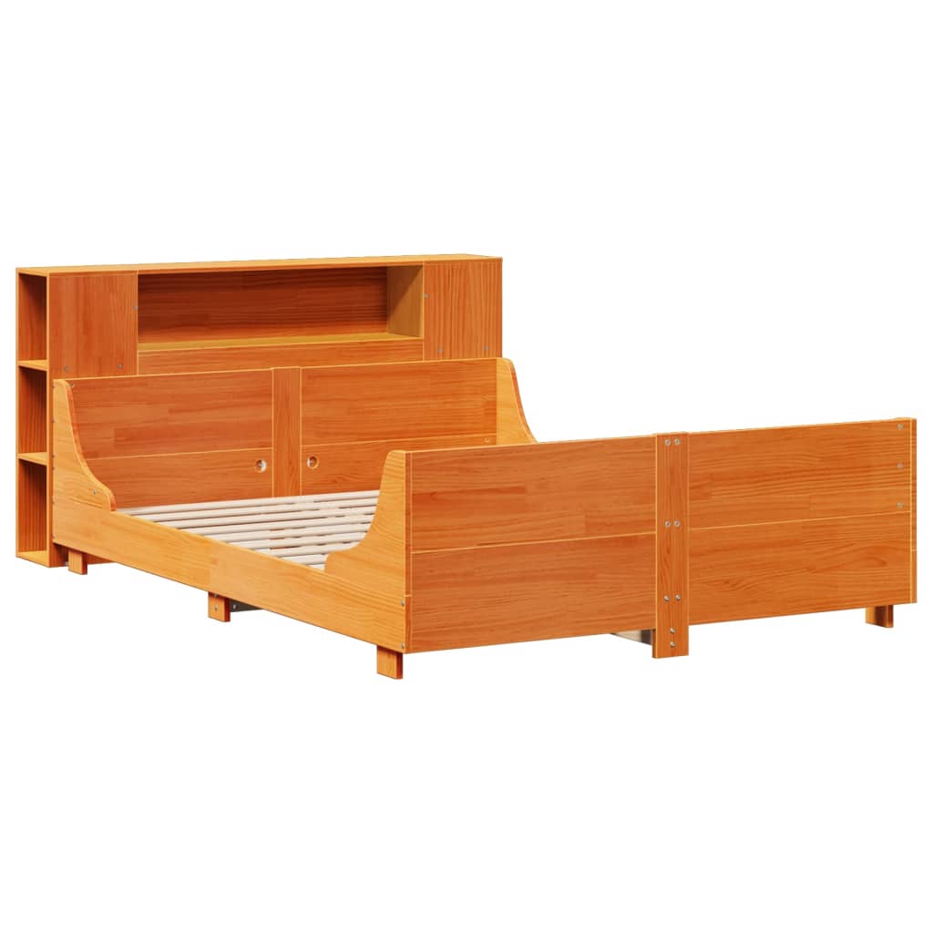 viaszbarna tömör fenyőfa ágy matrac nélkül 135 x 190 cm