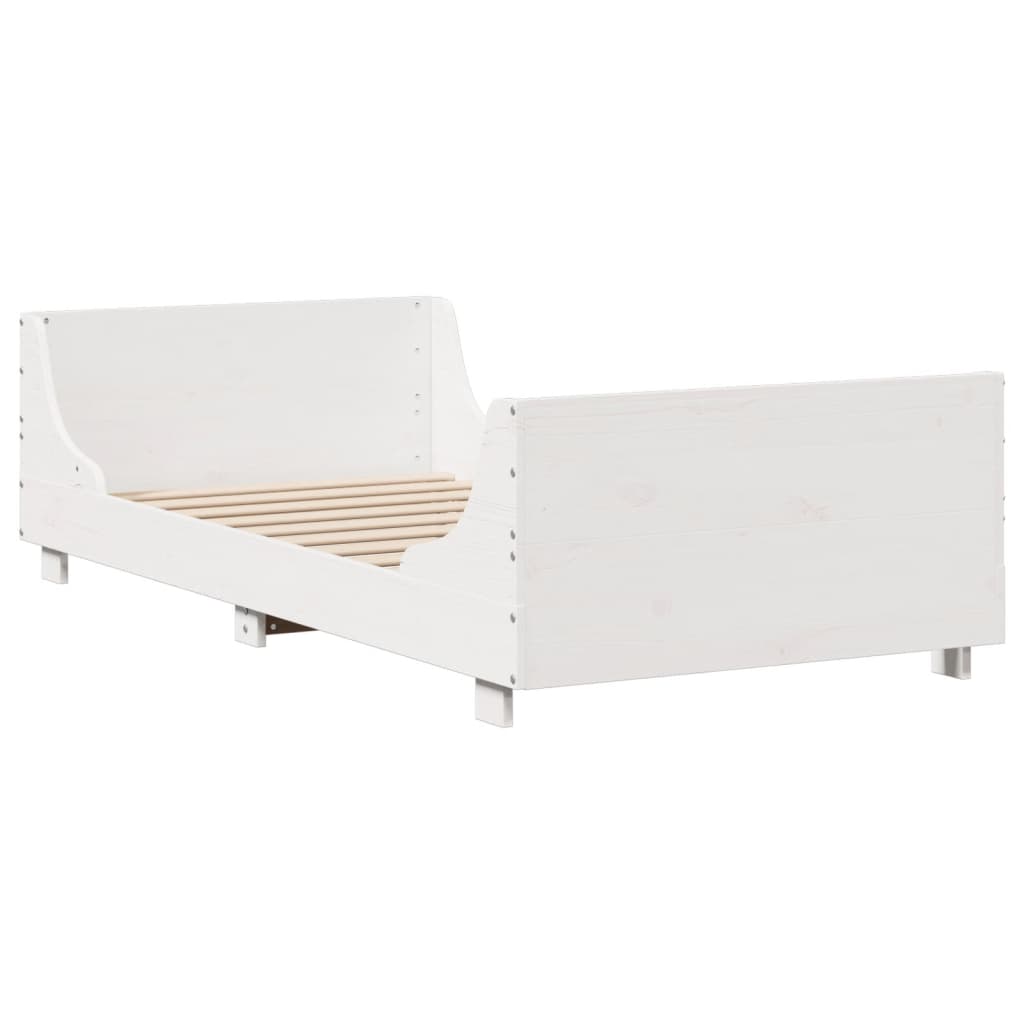 fehér tömör fenyőfa ágy matrac nélkül 75 x 190 cm