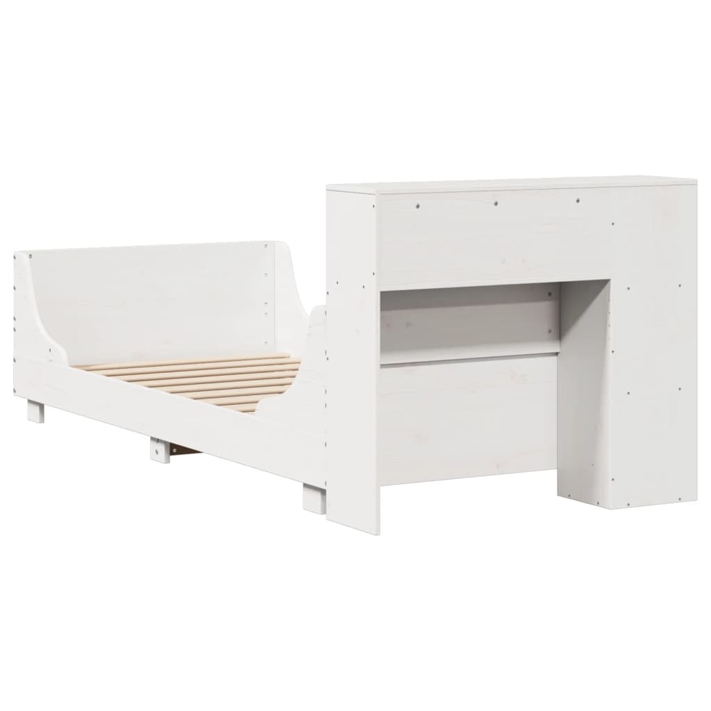 fehér tömör fenyőfa ágy matrac nélkül 75 x 190 cm