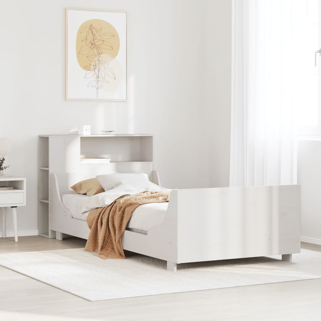 fehér tömör fenyőfa ágy matrac nélkül 75 x 190 cm