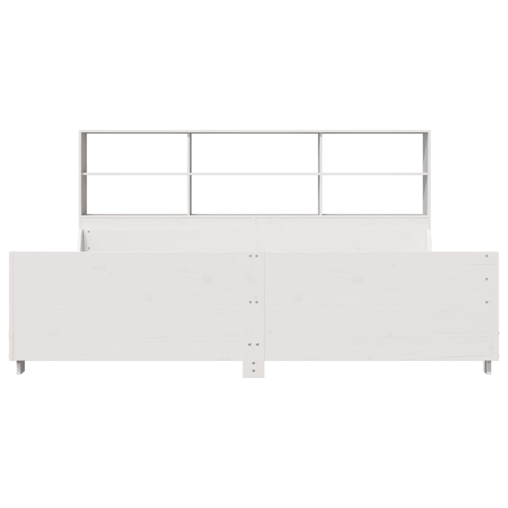 fehér tömör fa könyvespolcos ágy matrac nélkül 180 x 200 cm