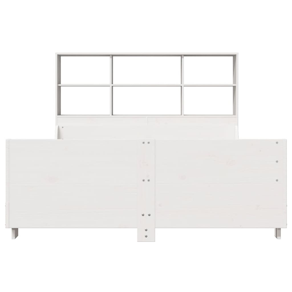 fehér tömör fa könyvespolcos ágy matrac nélkül 160 x 200 cm