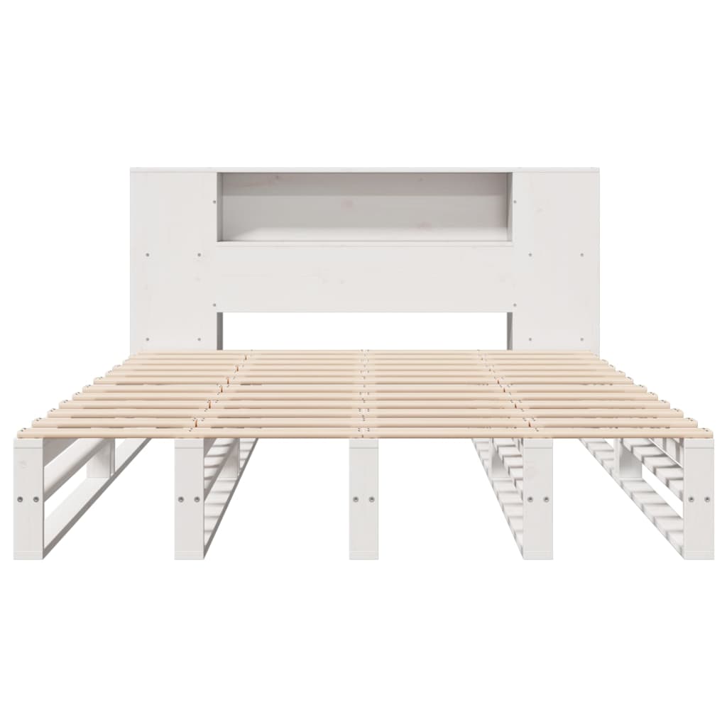 fehér tömör fa könyvespolcos ágy matrac nélkül 135x190 cm