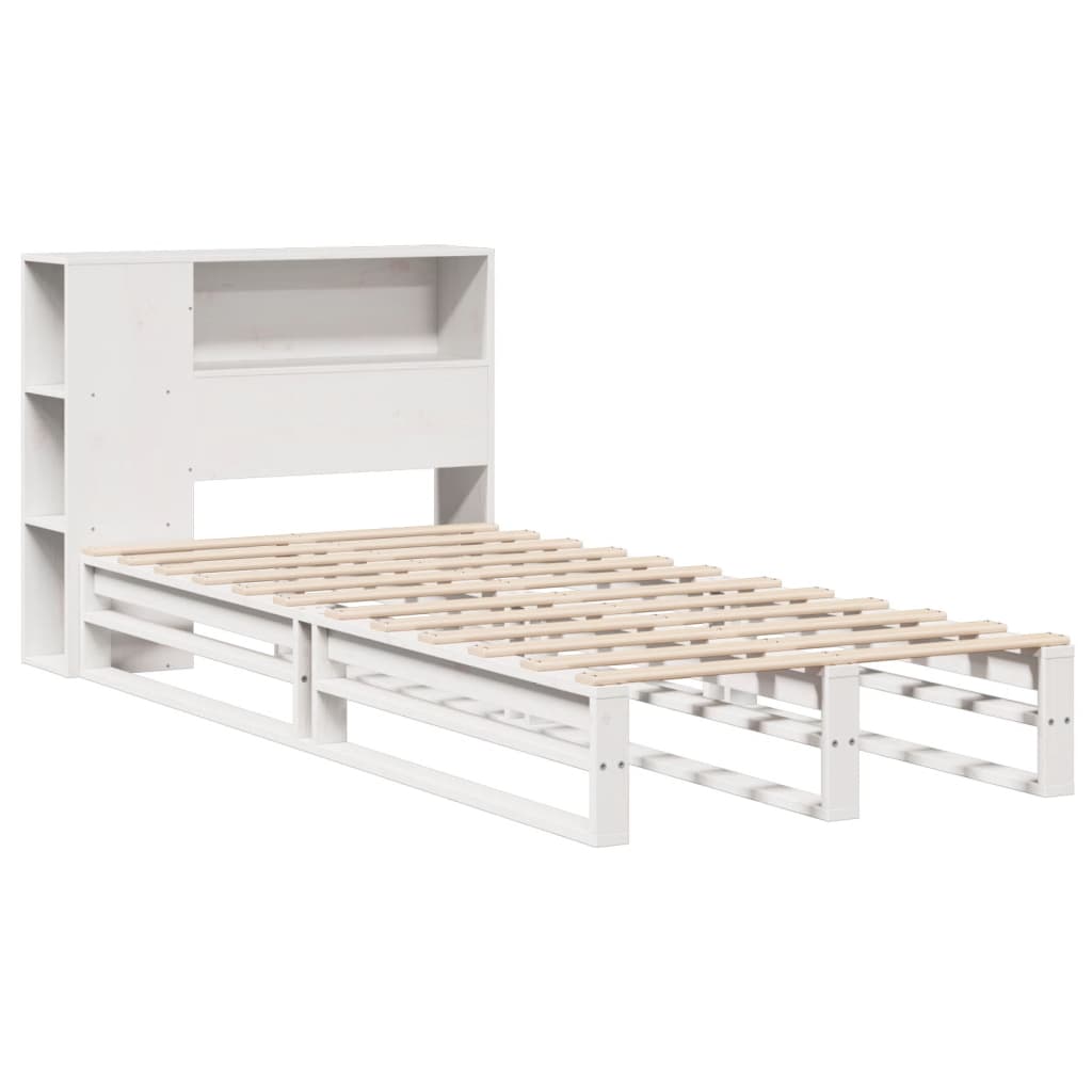 fehér tömör fa könyvespolcos ágy matrac nélkül 75 x 190 cm