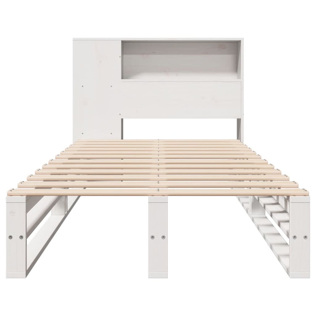 fehér tömör fa könyvespolcos ágy matrac nélkül 75 x 190 cm
