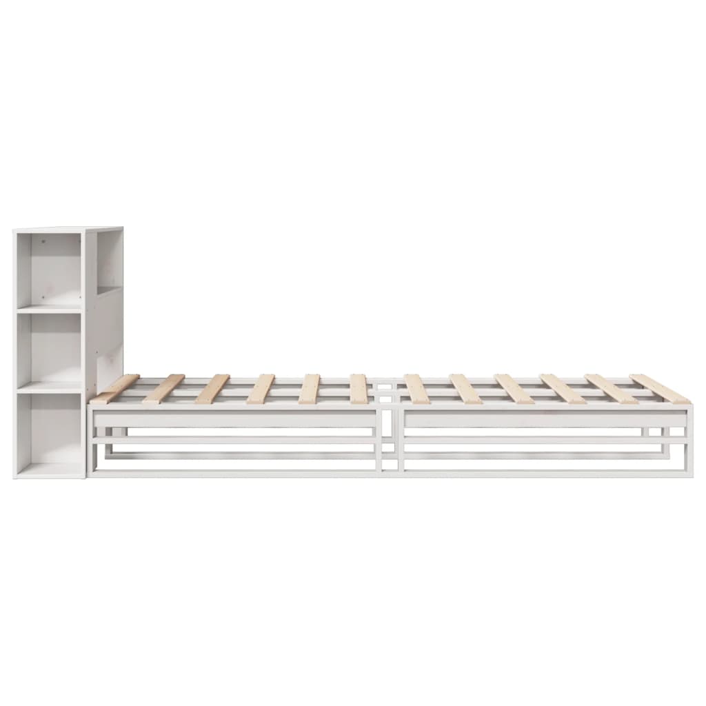 fehér tömör fa könyvespolcos ágy matrac nélkül 75 x 190 cm