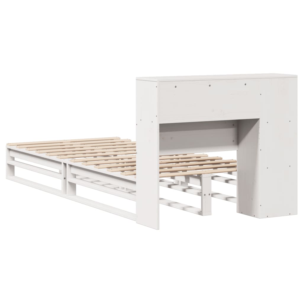 fehér tömör fa könyvespolcos ágy matrac nélkül 75 x 190 cm