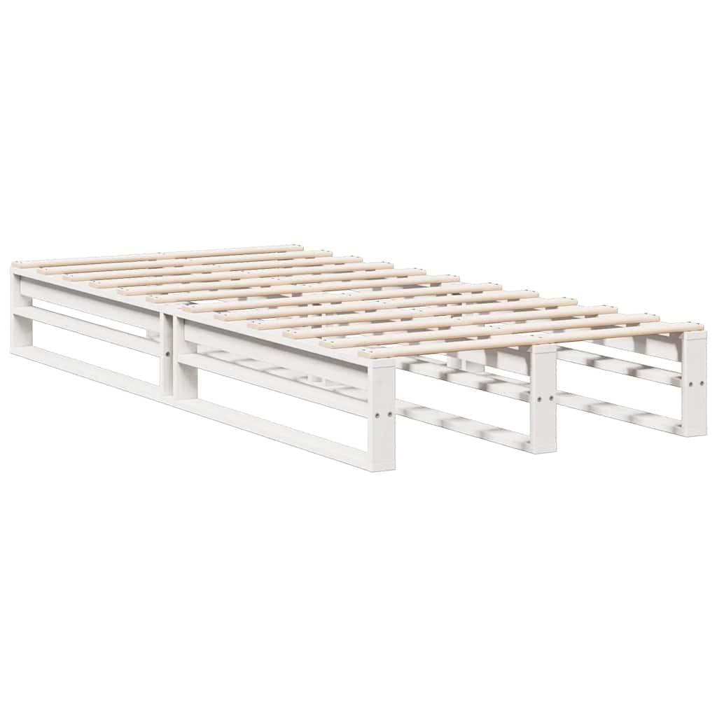 fehér tömör fenyőfa könyvespolcos ágy matrac nélkül 90 x 200 cm