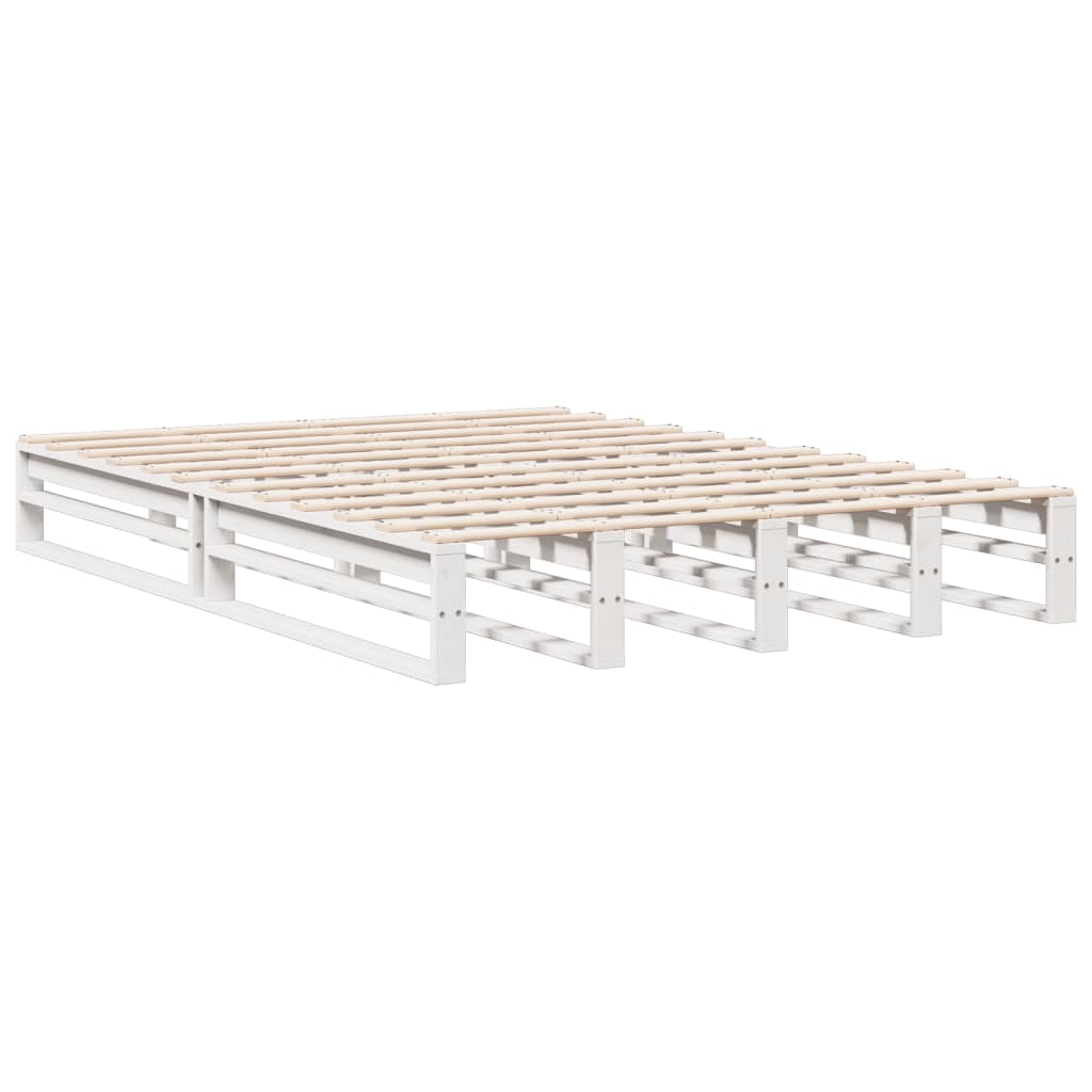 fehér tömör fenyőfa könyvespolcos ágy matrac nélkül 150x200 cm
