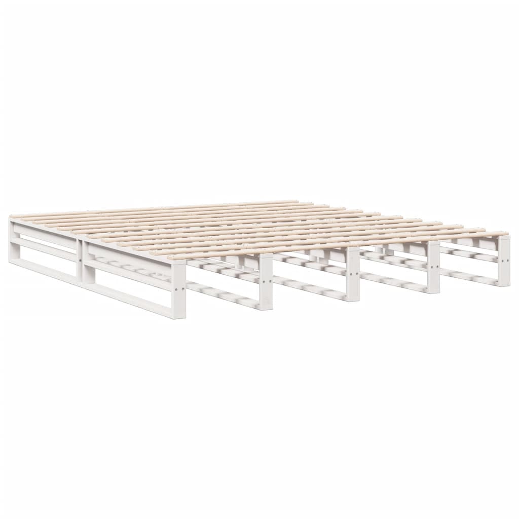 fehér tömör fenyőfa könyvespolcos ágy matrac nélkül 180x200 cm