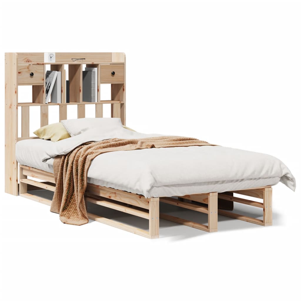 tömör fenyőfa könyvespolcos ágy matrac nélkül 90 x 190 cm