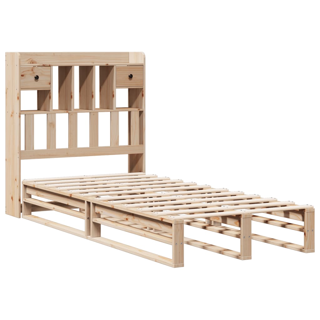 tömör fenyőfa könyvespolcos ágy matrac nélkül 90 x 190 cm