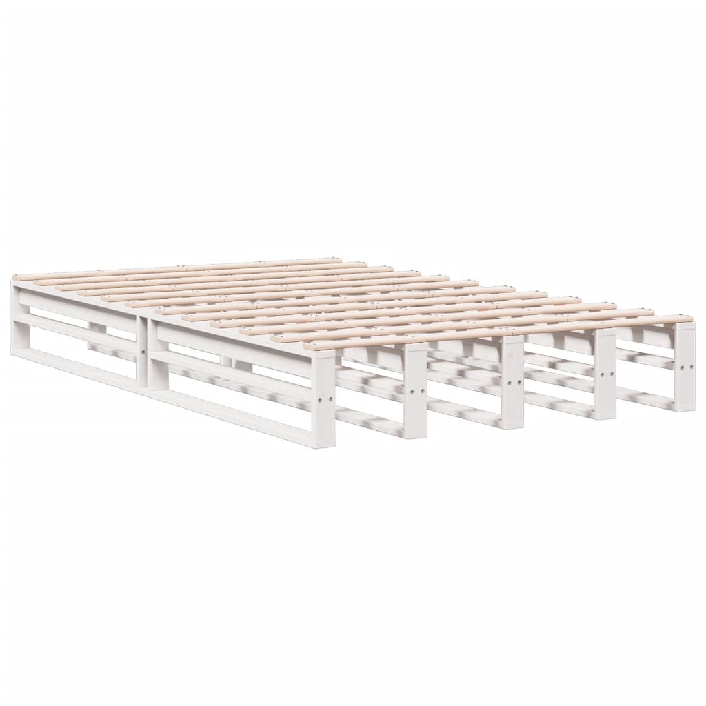 fehér tömör fenyőfa könyvespolcos ágy matrac nélkül 135x190 cm