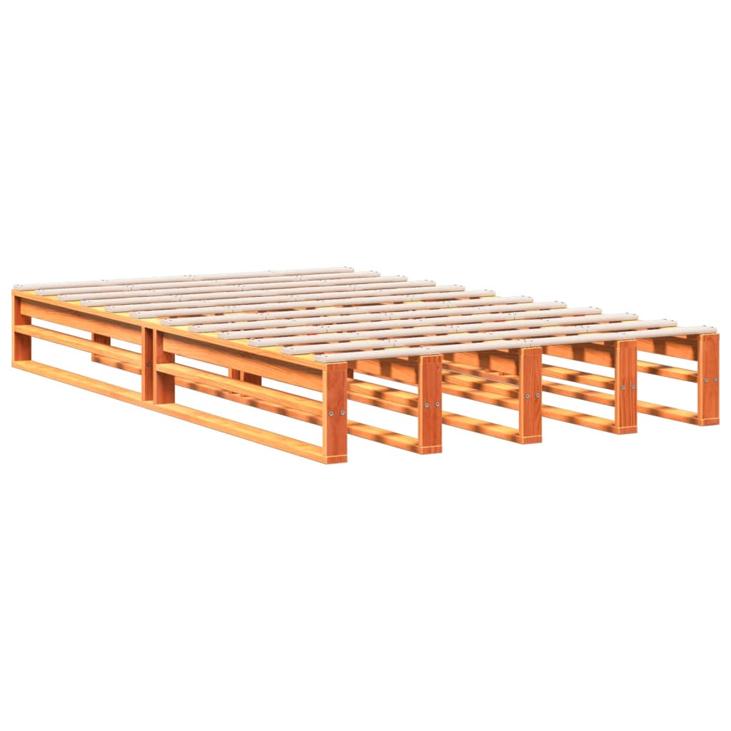 barna tömör fenyőfa könyvespolcos ágy matrac nélkül 135 x 190cm