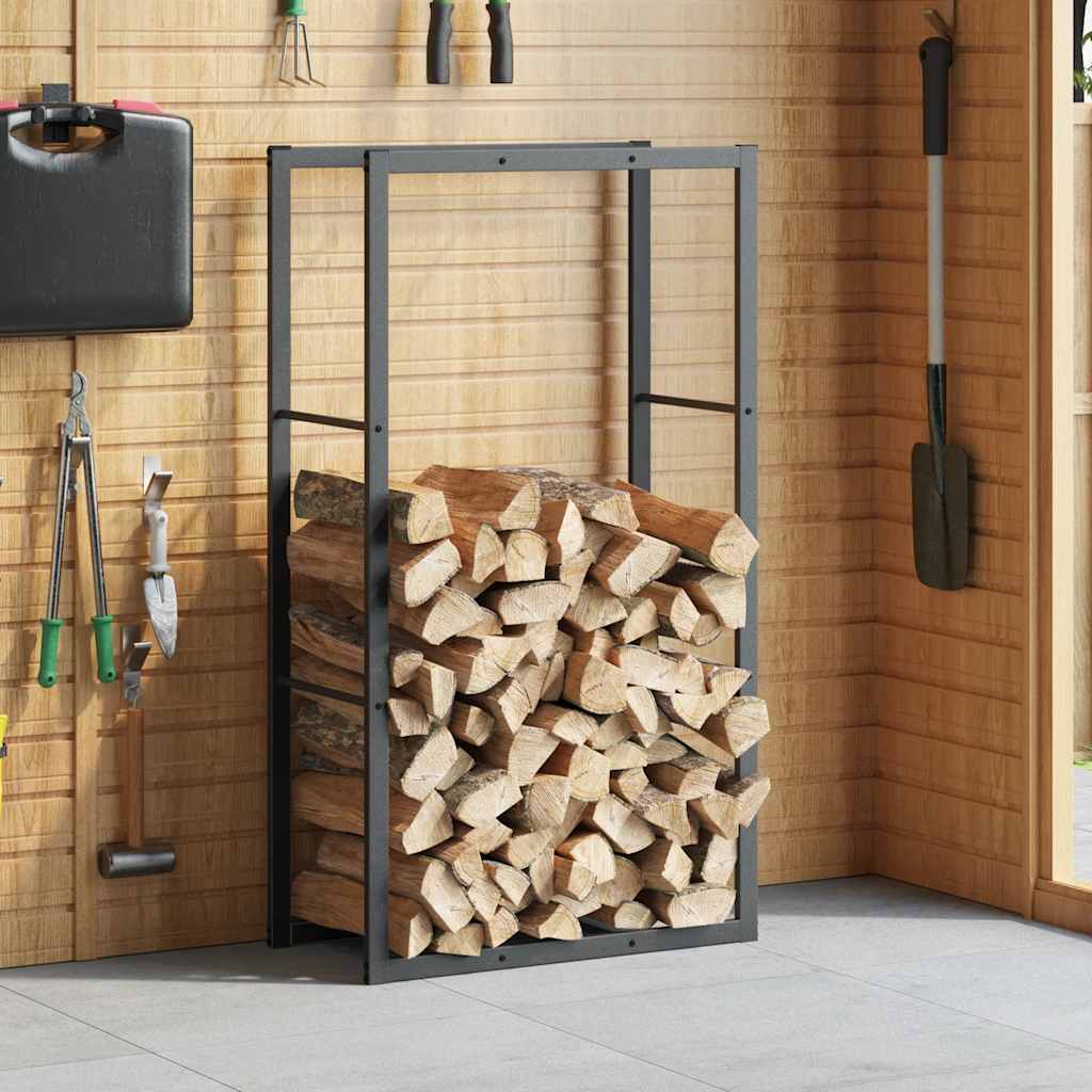 tűzifa állvány Fekete 110x30x61 cm Acél