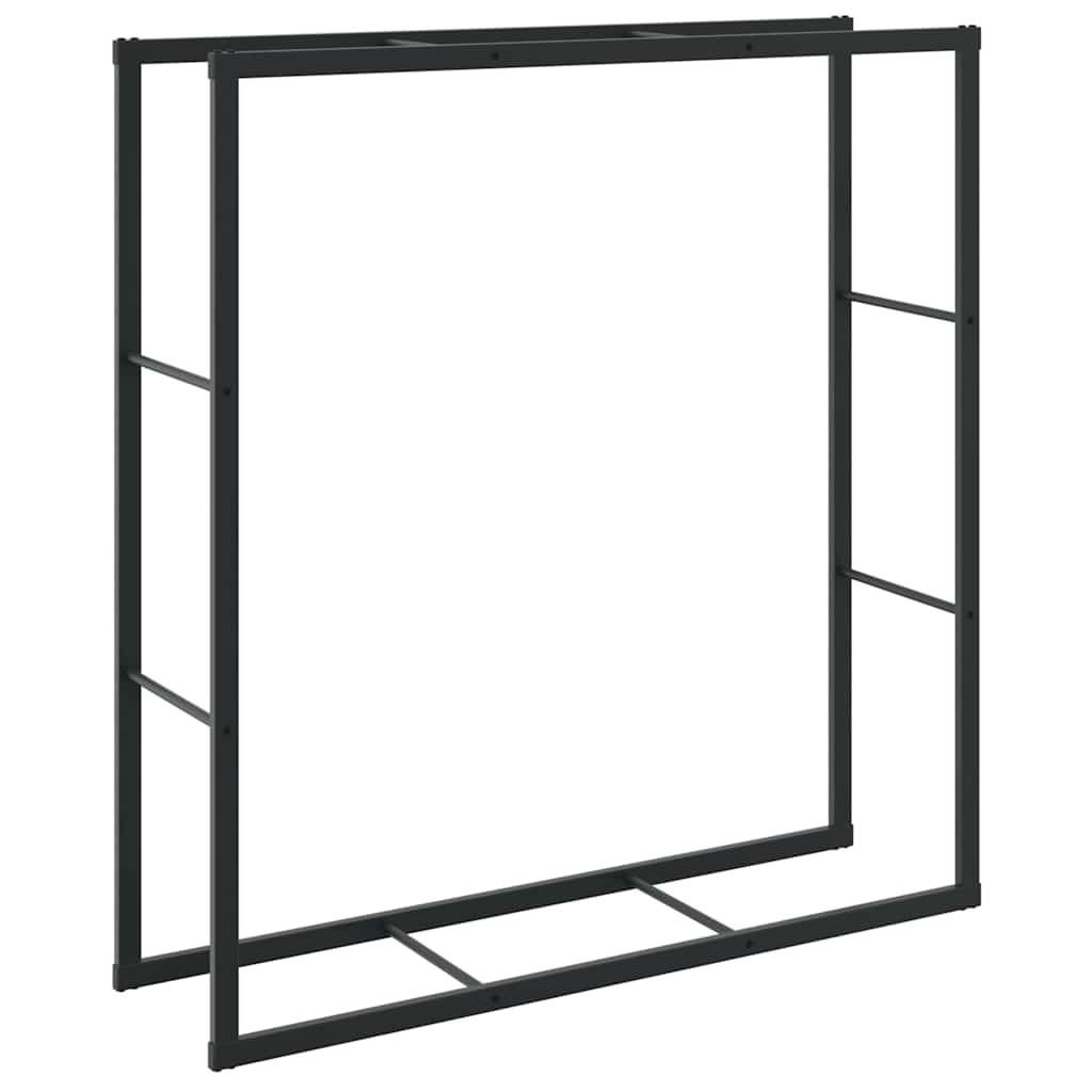 fekete acél tűzifatároló 110x30x116 cm