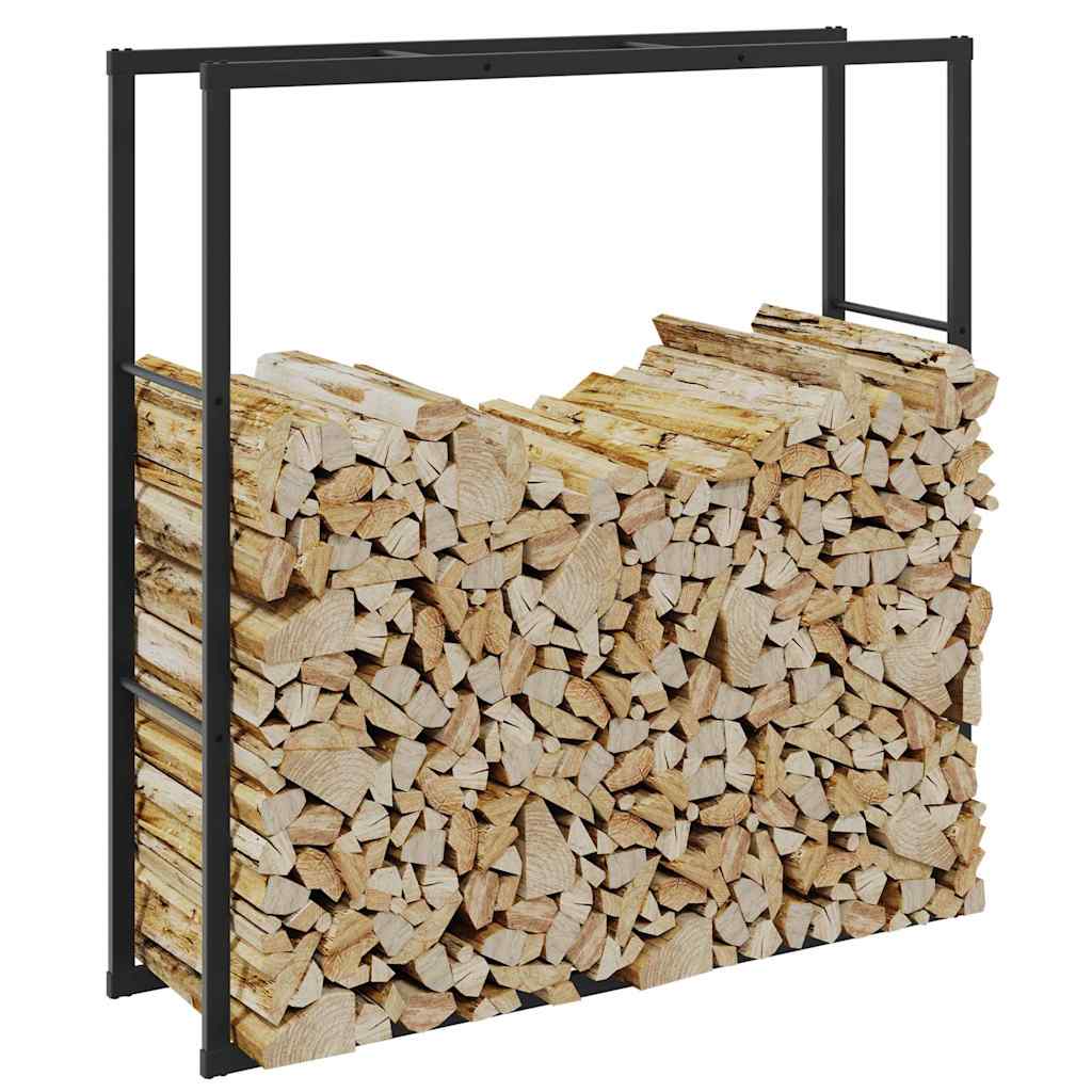 fekete acél tűzifatároló 110x30x116 cm