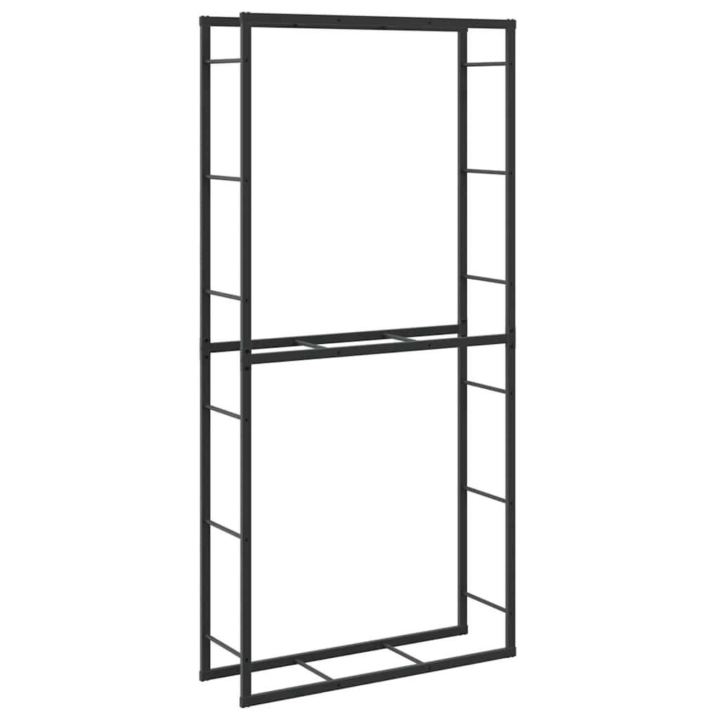 tűzifa állvány Fekete 100x30x209 cm Acél