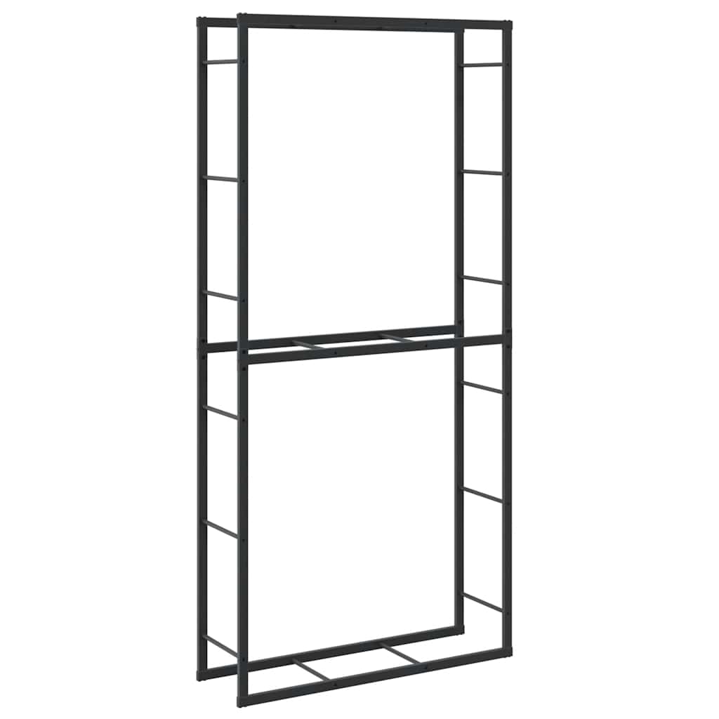 tűzifa állvány Fekete 100x30x209 cm Acél