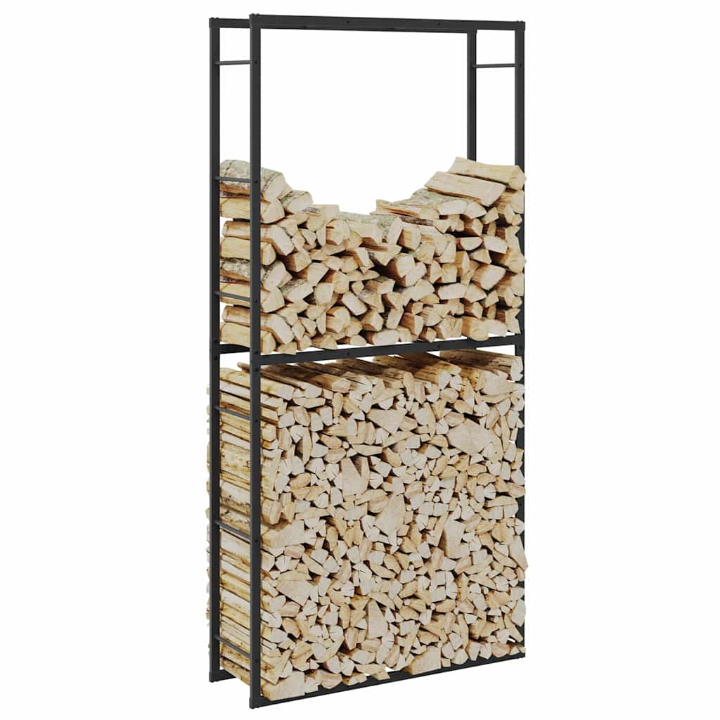 tűzifa állvány Fekete 100x30x209 cm Acél