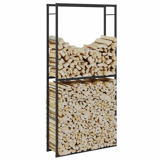 tűzifa állvány Fekete 100x30x209 cm Acél