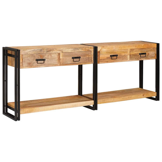 Konzolasztalok 2 pcs Barna 200 x 33 x 75 cm Tömör Mangófát