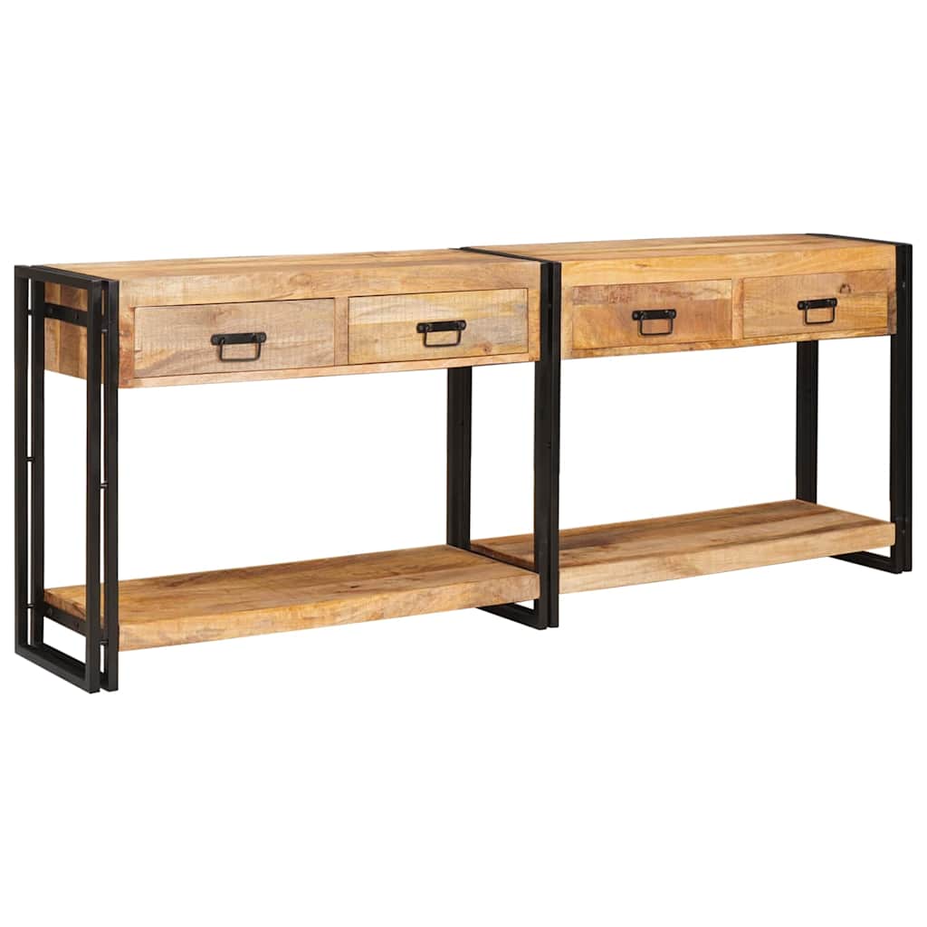 Konzolasztalok 2 pcs Barna 200 x 33 x 75 cm Tömör Mangófát