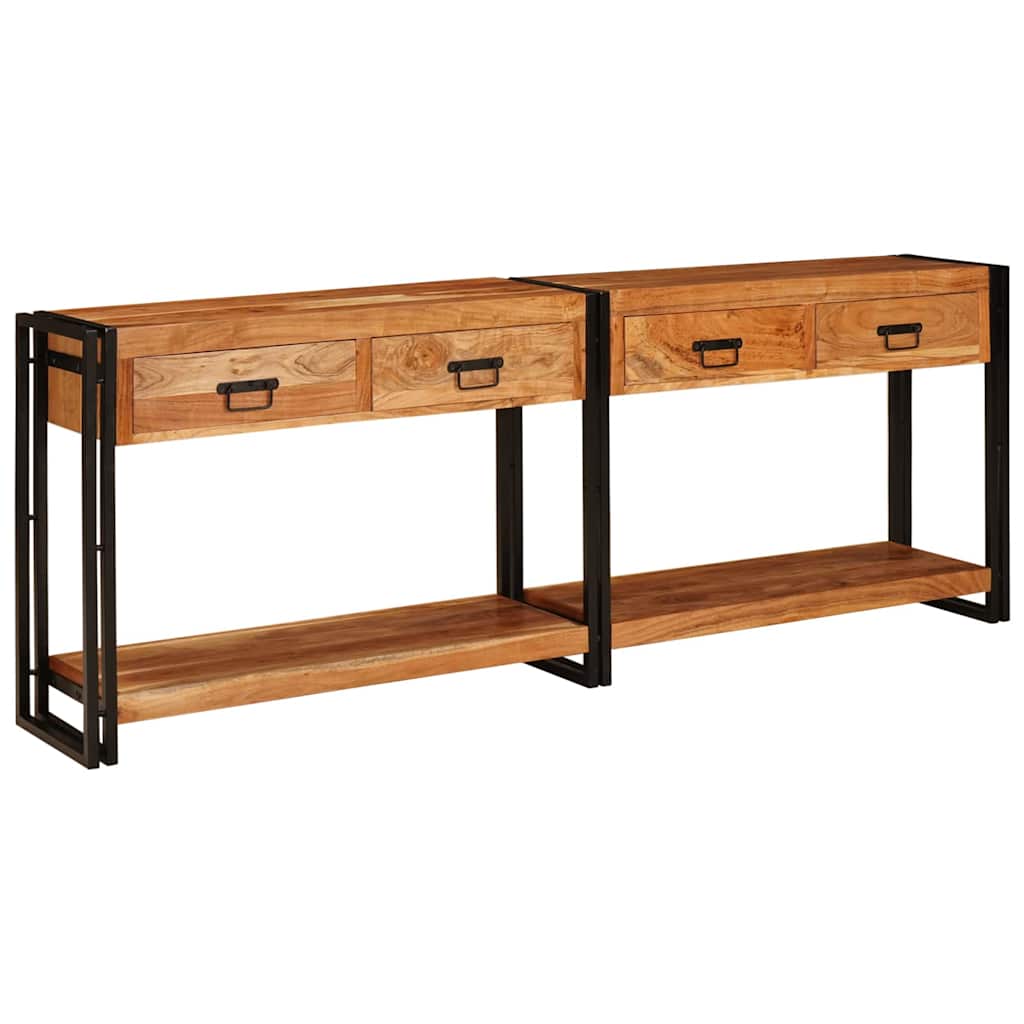 Konzolasztalok 2 pcs Barna 200 x 33 x 75 cm Tömör Akácfa
