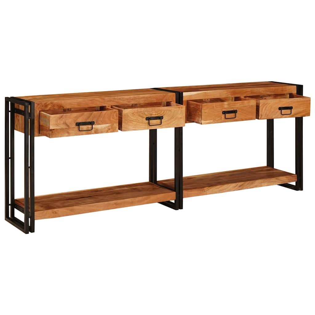 Konzolasztalok 2 pcs Barna 200 x 33 x 75 cm Tömör Akácfa