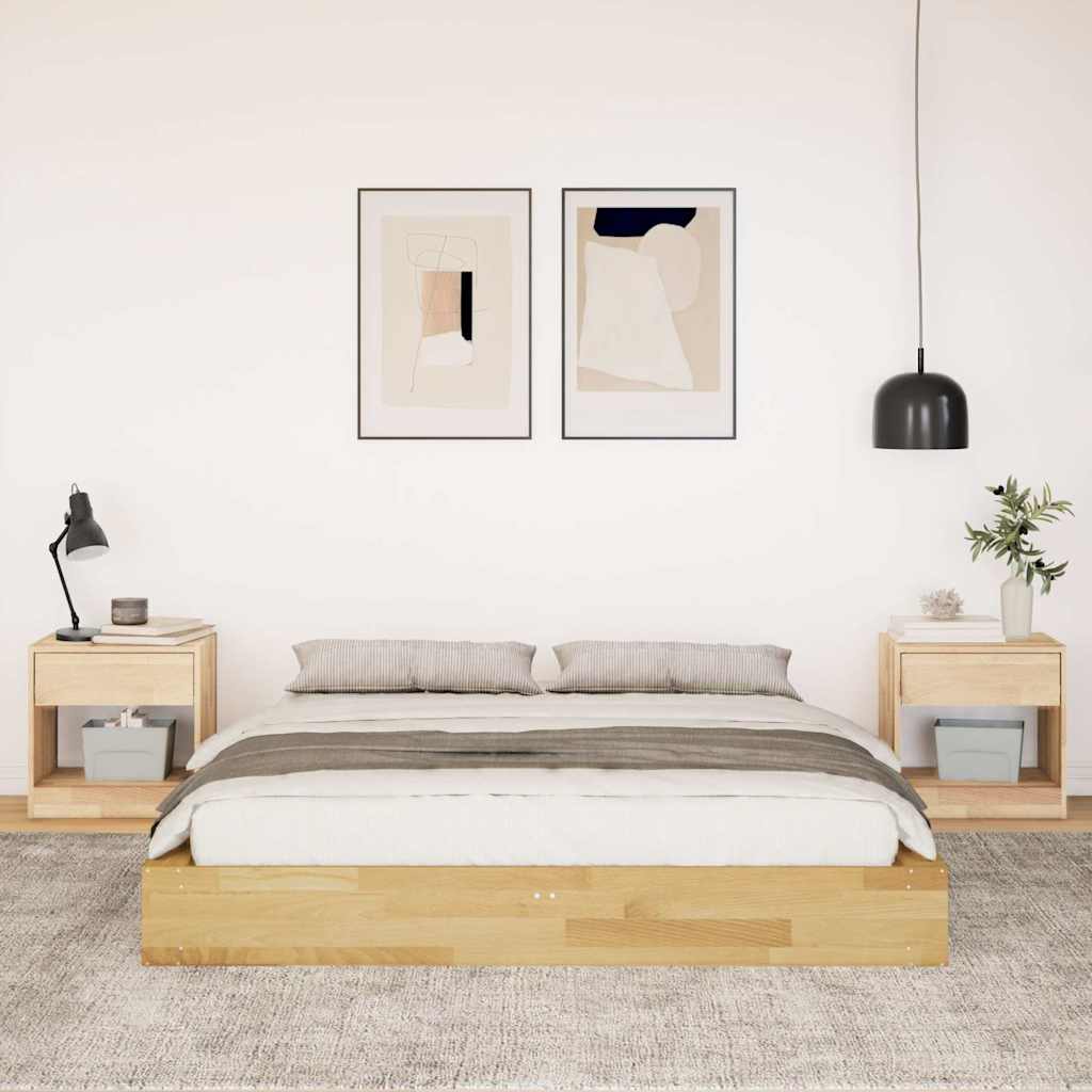 ágykeret matrac nélkül 135x190 cm tömör fa tölgyfa
