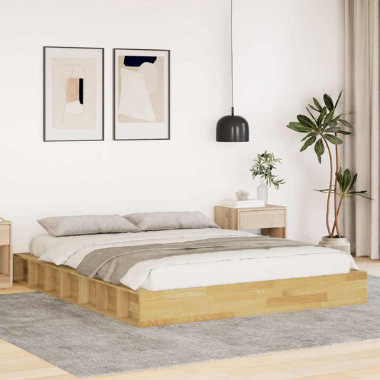 ágykeret matrac nélkül 135x190 cm tömör fa tölgyfa