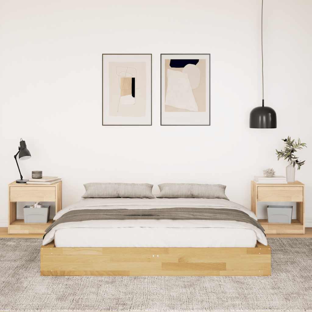 ágykeret matrac nélkül 140x190 cm tömör fa tölgyfa