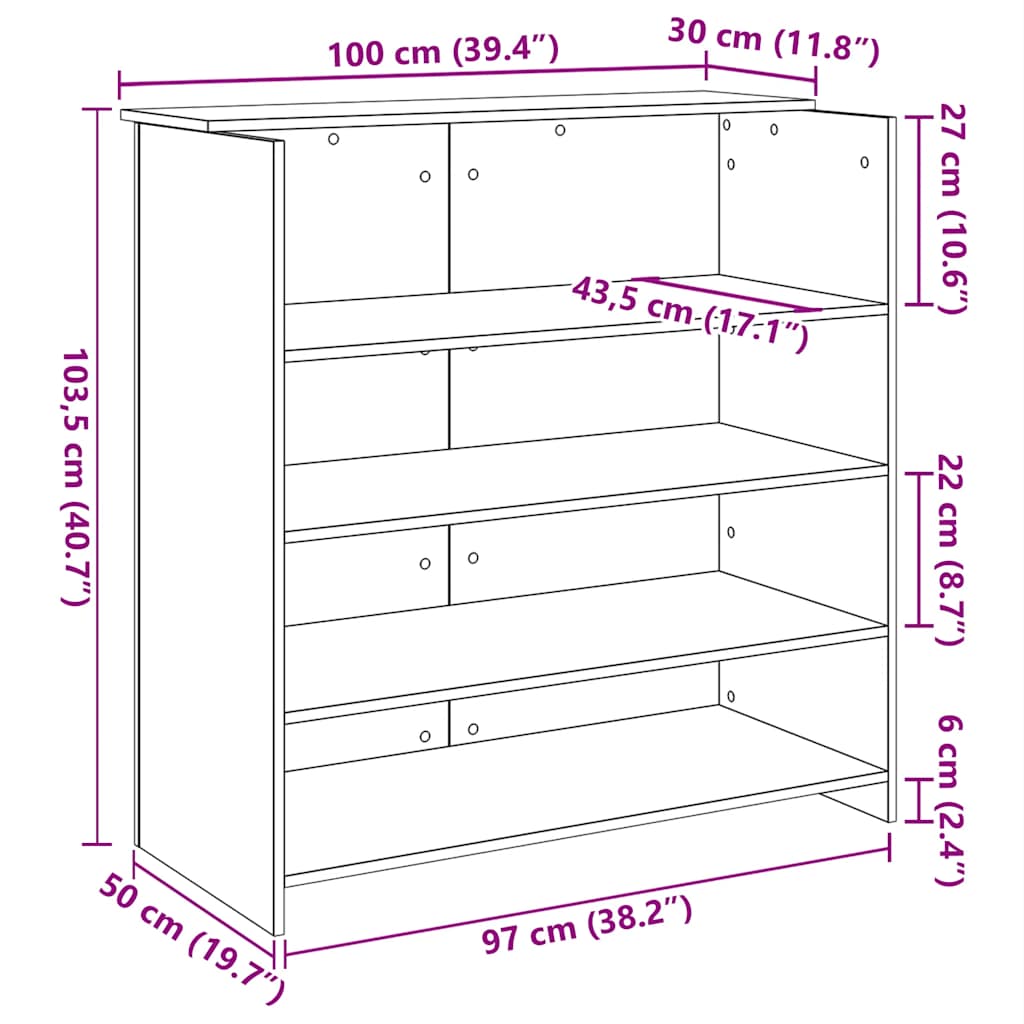 recepciós pult betonszürke 100x50x103,5 cm szerelt fa