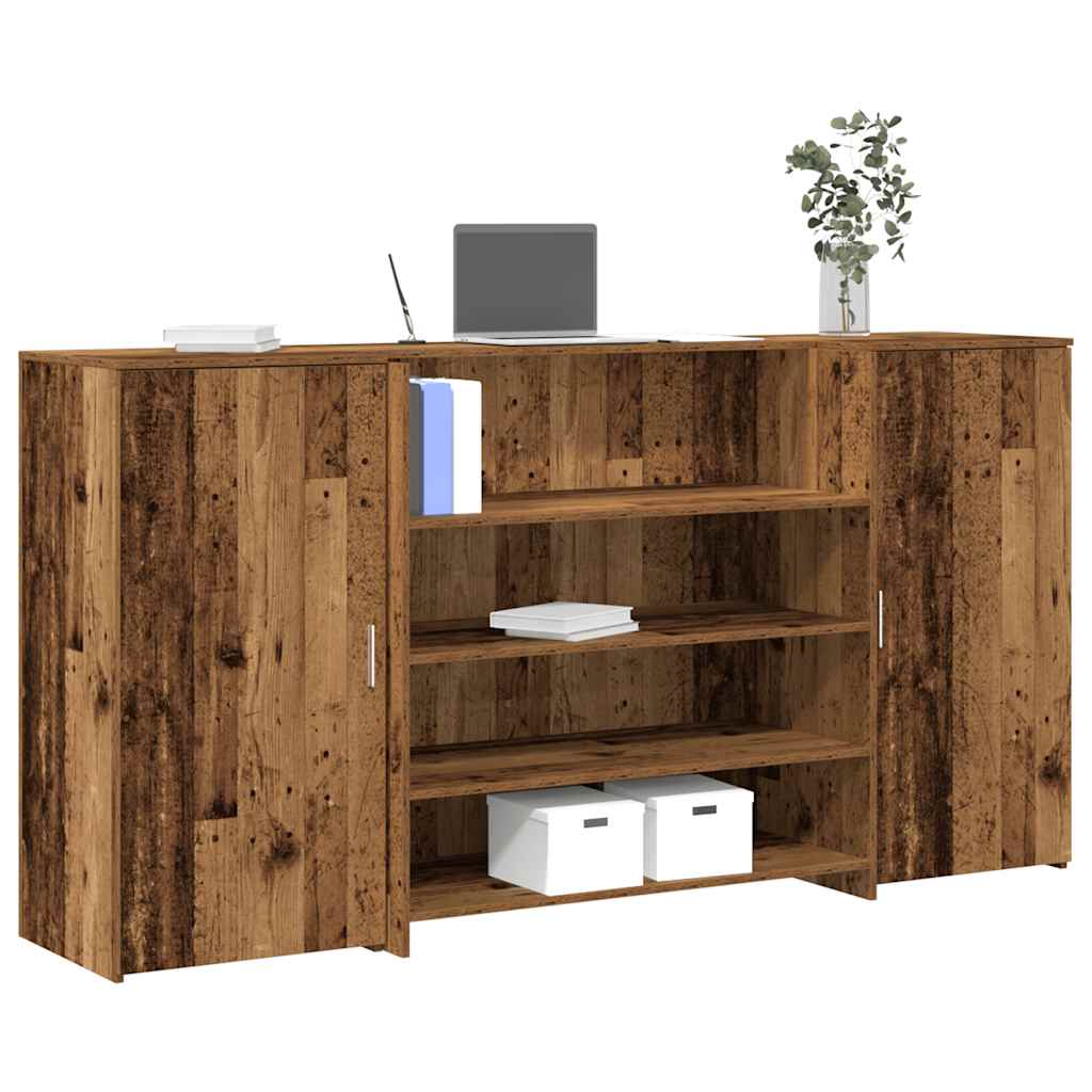 recepciós pult antik fa 200x50x103,5 cm szerelt fa