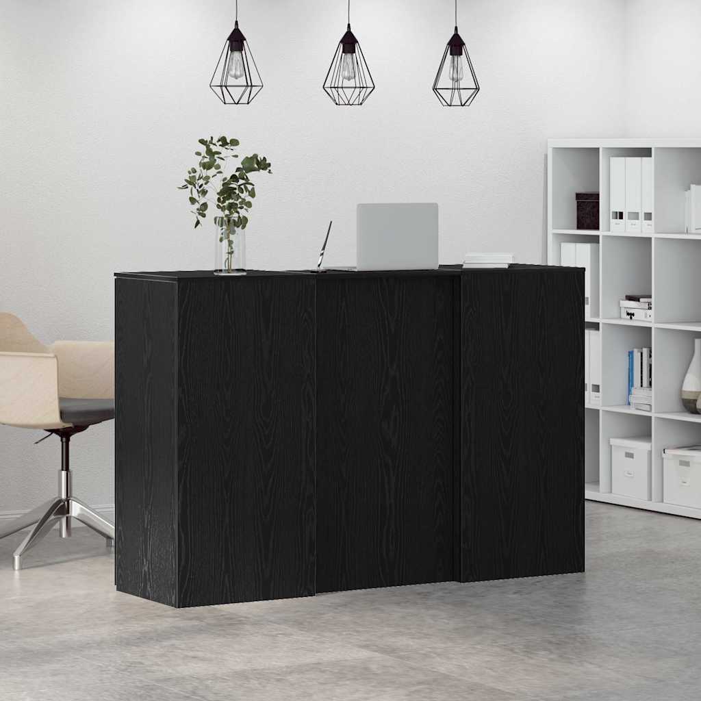 recepciós pult fekete tölgyszínű 155x50x103,5 cm szerelt fa