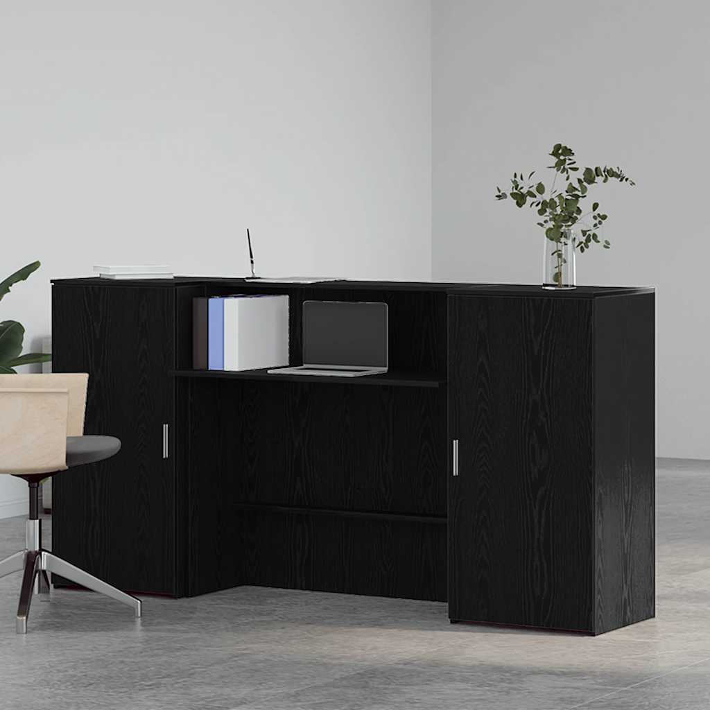 recepciós pult fekete tölgyszínű 200x50x103,5 cm szerelt fa