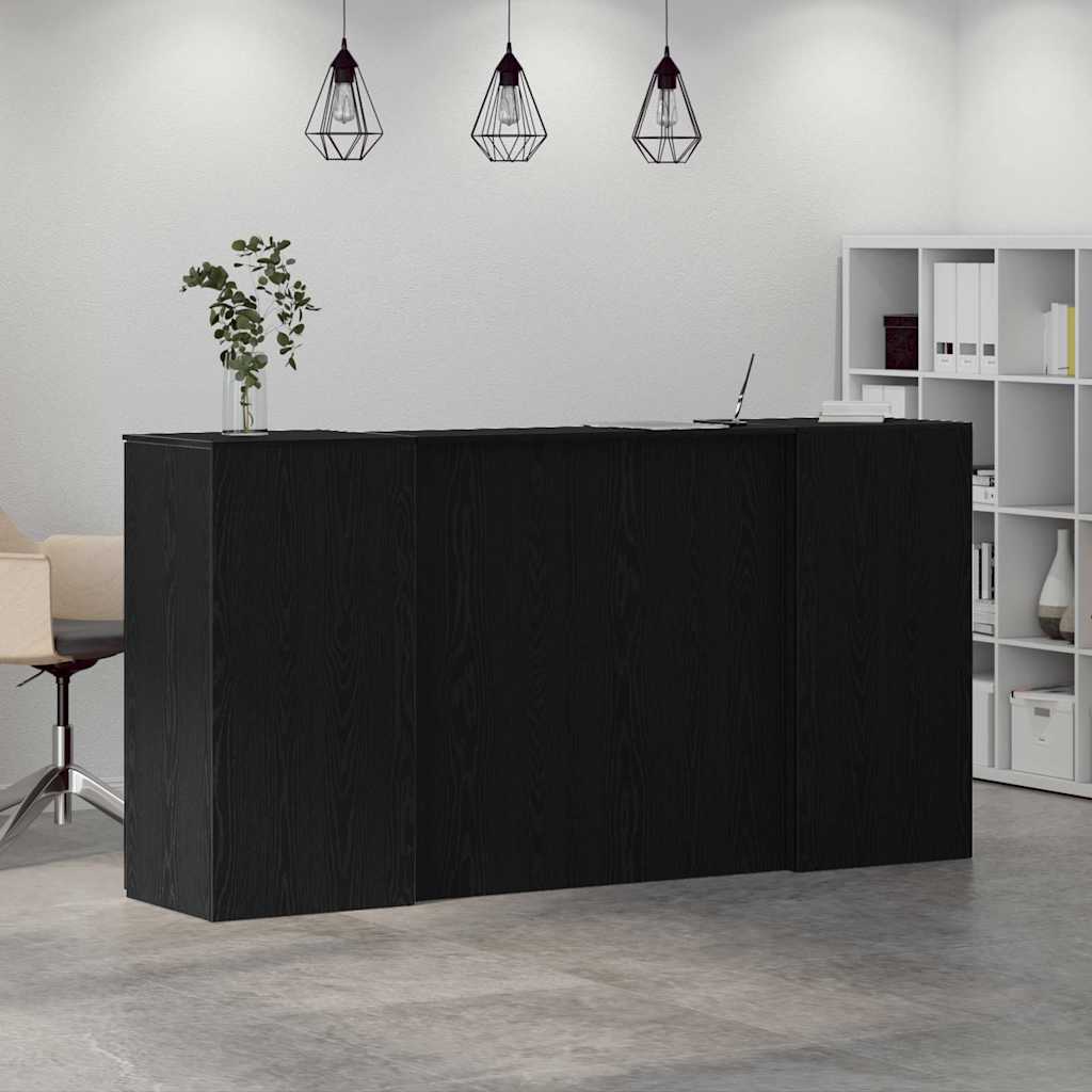 recepciós pult fekete tölgyszínű 200x50x103,5 cm szerelt fa